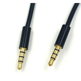 SinLoon 3.5mm Male to Male Jack 4 Pole Extension Aux Audio Coiled Spiral Cable 3.25 Feet for Smartphones, Tablets, computers，Car Radios, Media Players and More(Glossy black)