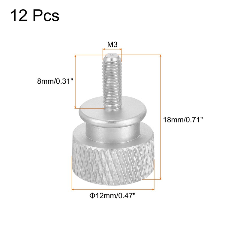sourcing map 12pcs M3x8mm Knurled Thumb Screw Computer Case Threaded