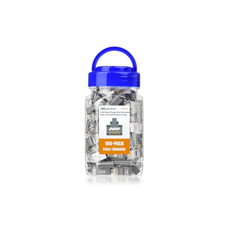 Cable Matters - Paquete de 100 conectores RJ45 blindados Cat
