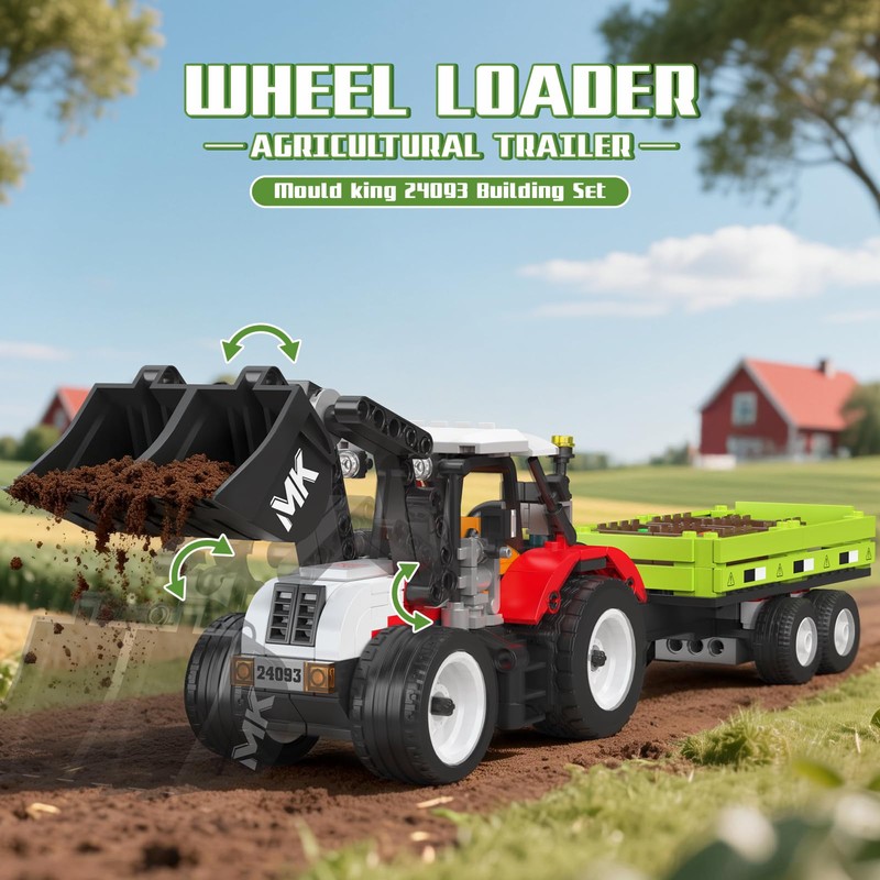 Mould King 24093 Farm Wheel Loader Building Sets, 504+ Pieces