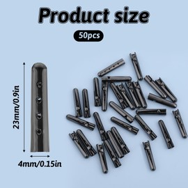 JJUNW 50PCS Aglets for Shoelaces, Black Metal Aglets Shoelace Tips Head Aglets Replacement Tips for Canvas Sneakers Hoodies DIY Repairing