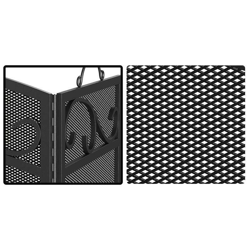 Fire Beauty Fireplace Screen 3 Panel with Handles Wrought Iron