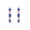 Oval Cut Simulated Blue Sapphire With Natural Diamond Hoop Earrings