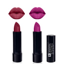 Krayons Cute Pop Matte Lipstick, Waterproof, Longlasting, Shocking Pink, French Rose, 3.5gm Each (Pack of 2)