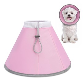 DEWVIE Soft Dog Cone for Dogs, Soft Dog Recovery Cone Collar for After Surgery, Adjustable Protective Elizabethan Collar for Dog & Cat (Pink, S)