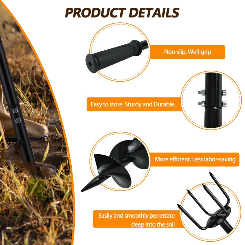 2 in 1 Hand Auger Spiral Drill for Planting, 6