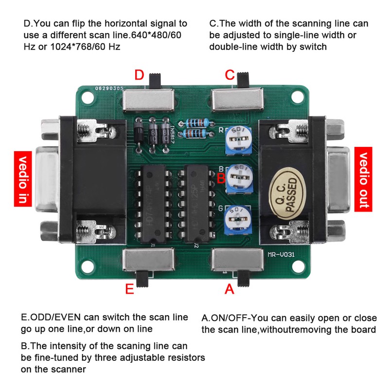 Screen Scan line Generator VGA Connection For Arcade Machine Retro
