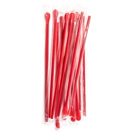 Specialty HD Straws Individually Wrapped Red Spoon Straws 10 Inch Length 12mm (Set of 1000)