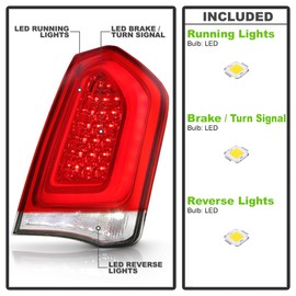 KEEKPO - For 2015-2023 Chrysler 300 Factory Style Chrome Trim Full LED Tail Light Brake Lamp Replacement Passenger Side