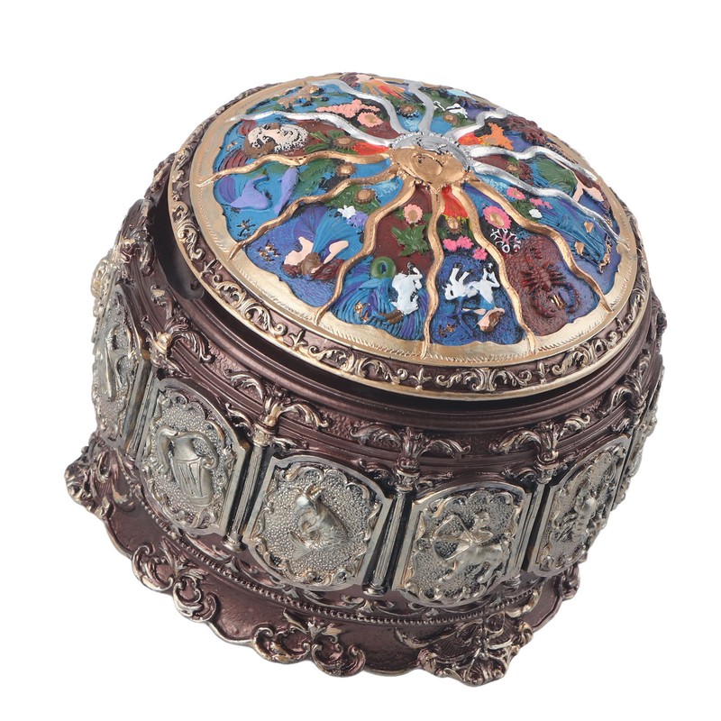 Vintage Music Box with 12 Constellations Rotating Goddess Twinkling LED