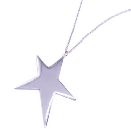 NILUXE DESIGN - Halskette Stern Aus Edelstahl - Lange Halskette Stern - Anhänger Damen Stern Mit Langer Kette In Gold Oder Silber - Großer Damenanhänger Aus Edelstahl (Silber)