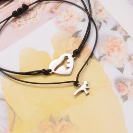 GBTBYS Back to School Gifts 2 Pcs Dinosaur Heart Bracelet Mommy and Me First Day of School Matching Wish Bracelets Set for Mother Daughter Son Women Teen Girls Boys Jewelry Gift