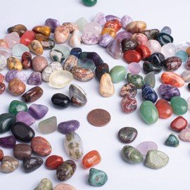 SigMntun Polished Stone Set - 200 pcs Tumbled Stones and Crystals Bulk for Healing, Reiki, Meditation, Witchcraft and Home Decor…