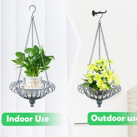 MNRYLKB Metal Hanging Planters,Vintage Hanging Baskets for Plants Outdoor,Garden, Patio, Deck, Porch Decor