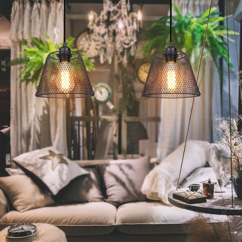 Wrought Iron Pendant Light Nordic Innovative LED Hanging Lamp Living