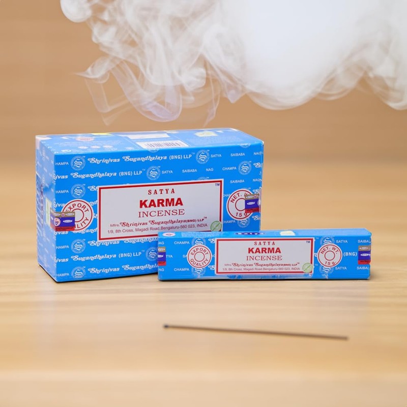 Satya Incense Sticks, 4 Packs x 15g, with Incense Holder,