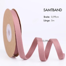 BYZANDQI Velvet Ribbon 5 m x 1 cm Velvet Decorative Ribbon Set Bow Ribbon Jewellery Ribbon Gift Ribbon Christmas (Rose Gold)