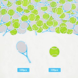 Sursurprise 200 Pieces Tennis Confetti for Boys - Tennis Racket Ball Paper Scatters, Gray Green Dessert Table Decorations, Sport Theme Birthday Party Table Supplies