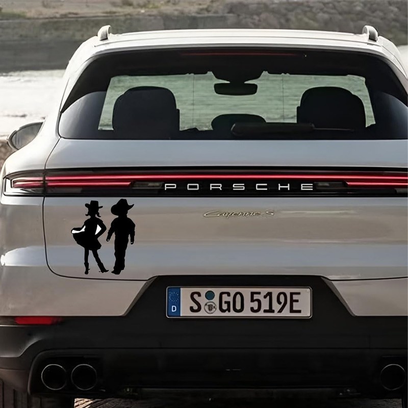 Western Silhouette Vinyl Decal Stickers, 2-Pack, Decorative Waterproof Design for