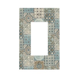 1 Gang Rocker GFCI Outlet Light Switch Wall Plate Cover Faceplate Morocco Talavera Mexican Tile Decorative Faceplate Rustic Old Mexico Tiles Bathroom Home Living Room Bedroom Kitchen Decor 5" x 3