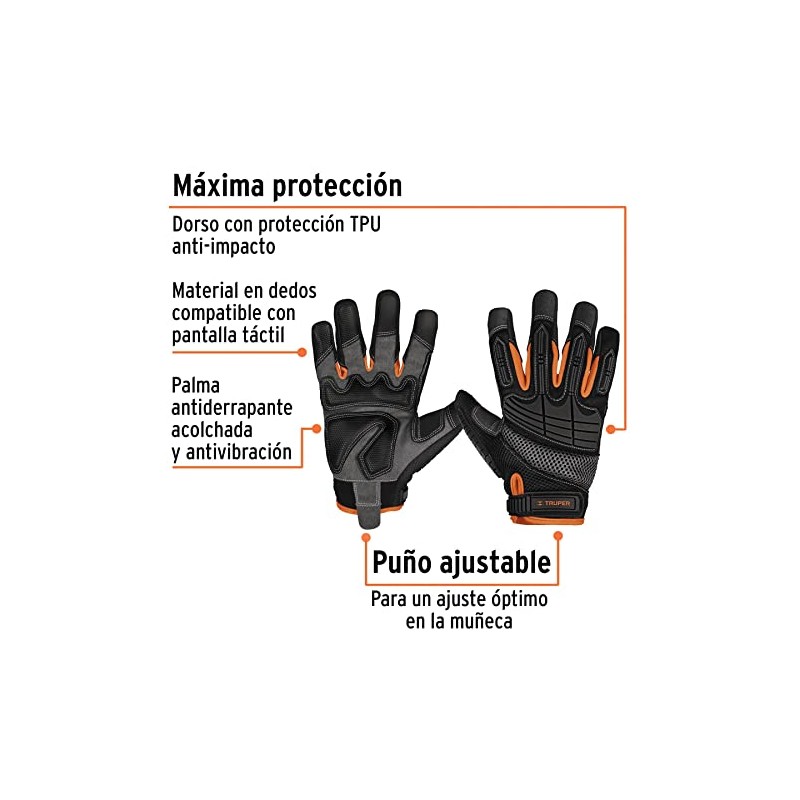 Truper Expert GU-665, Guantes para mecánicos con protección anti-impacto