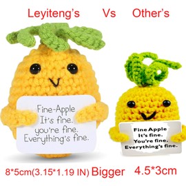 Leyiteng Emotional Support, 3.15 Inch Large Positive Pineapple, Good Luck Charm,Leaving Gifts,Thinking Of You Gifts,New Job Gifts For Women, Funny Knitted Wool Doll Gift for Birthday Home Office