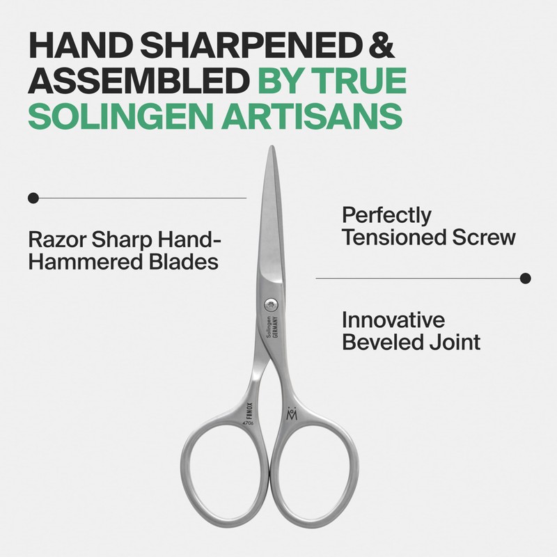 GERMANIKURE Beard and Mustache Scissors - FINOX Stainless Steel Professional