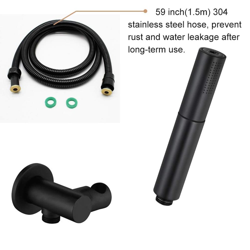 Matte Black Solid Brass Round Double Function Handheld Shower head