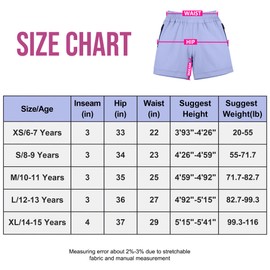 BIG ELEPHANT 3 Pcs Girls Athletic Shorts with Liner, Quick Dry Sports Shorts with Zipper Pockets for Running, Soccer, Cycling
