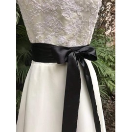 Cinturón de satén para novia de boda, vestido de dama de honor, cinturón de 5 cm de ancho, doble cara, Negro, M