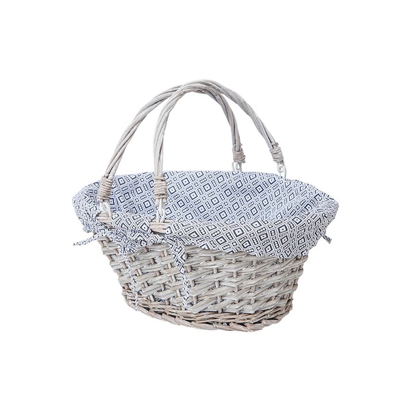 DGANXUN Wicker Picnic Basket, Hand Woven Basket with Folding Handles,
