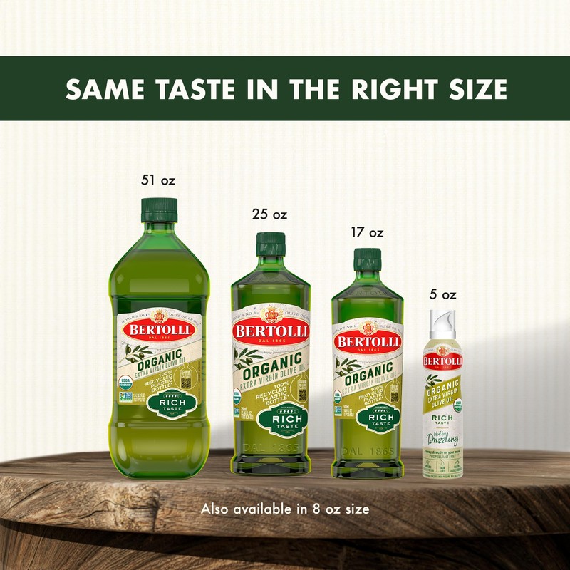 Bertolli Organic Extra Virgin Olive Oil, Rich Taste, 25.36 fl