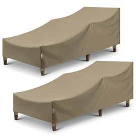 SunPatio Outdoor Chaise Lounge Covers, 2 Pack Patio Chaise Cover 84"L x 30"W x 24"H, Heavy Duty Waterproof Beach Chair Cover with Seam Taped, Helpful Air Vents, All Weather Protection, Taupe