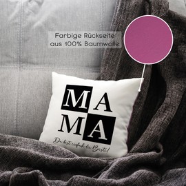 glitzertassen.de® | Mama du bist einfach die Beste | Cushion with Saying | Gift | Mother's Day | Cushion with Print | Love | Decorative Cushion | Photo Cushion | Cuddly Cushion | White/Purple