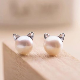 Pearl Stud Earrings for Women 14K White Gold Filled 9-9.5mm White Real Freshwater Cultured Pearl Earrings