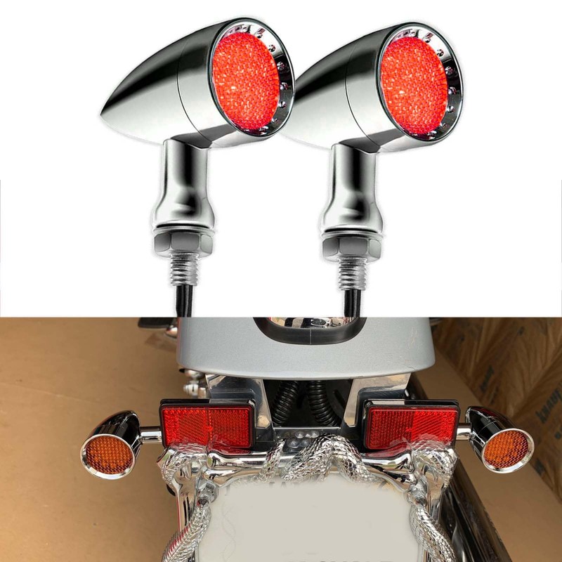 2pcs Chrome 15 LED Motorcycle Stop Brake Running Turn Signal