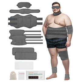 10 Pcs Castor Oil Pack Wrap for Men, Plus Size Castor Oil Packs for Men Women, XL Reusable Castor Oil Wraps Set for Eyes Neck Stomach Waist Knees Legs Feet, Flannel Cotton, Machine Washable(Dark Gray)