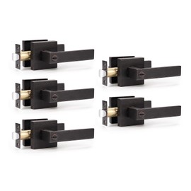 KNOBWELL Oil Rubbed Bronze Door Handle Heavy Duty Door Lever Privacy Door Lock Set Door Hardware, Left or Right Handing Door Handles, Interior Door Handle 5 Pack 2.07 lb One Lever