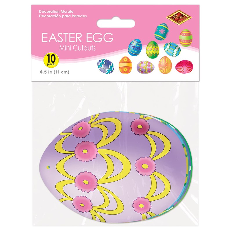 Beistle 44307 10-Pack Miniature Easter Egg Cutouts for Parties, 4-1/2-Inch