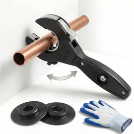 Ratcheting Pipe Cutter, 2 in 1 Close Quarters Tube Compact Cutter, Ratcheting Pipe Cutter Tool for Cutting Copper and Metal Pipes, Pvc, Ppr, Plastic Hoses (5/16" To 1 1/8")