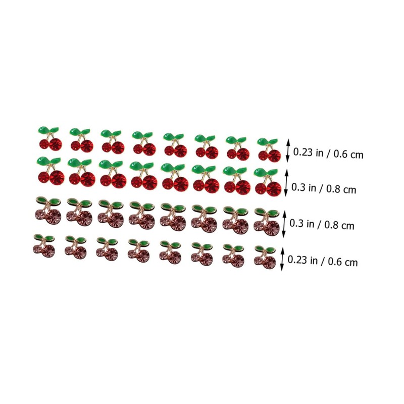 Abaodam 2sets Nail Pearls Gems DIY Charms for Women Cherry