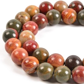 8mm Genuine Picasso Jasper Bead Gemstone Round Semi Precious Loose Beads for Jewelry Making 15"
