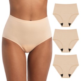 IRISMORII Adult Incontinence Protective Underwear for Women Reusable Bladder Leakage Protection Brief Postpartum 56 ml Absorbency Panties 3 Pack (3 Skin, 2XL)
