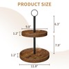 Tiered Tray Stand, Rustic 2 Tier Round Serving Tray, 1-Pack