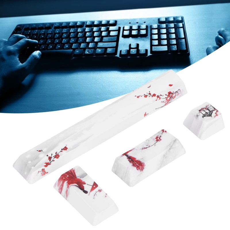 DIY Keycaps Kit Winter Snow Plum Pattern Universal Mechanical Keyboard