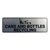 Signs ByLITA Standard Cans and Bottles Recycling Sign (Brushed Silver)
