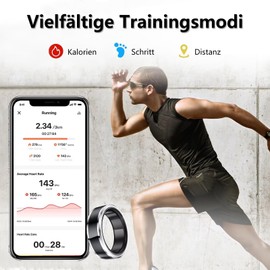 Smart Rings for Men Women 5ATM Waterproof Smart Ring Android iOS Fitness Ring Tracker Finger Health Tracker Pedometer Calories Sleep Tracker Heart Rate Monitor Smart Ring Fitness Tracker Black