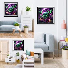 MXJSUA DIY 5D Diamond Painting Kits for Adults, Roses Skull Diamond Art Painting Full Drill Crystal Rhinestone Embroidery Craft Kits for Home Wall Decor Gifts, 30x30cm