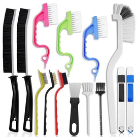 14 Pcs Crevice Cleaning Brush Set – Hard Bristle Cleaning Tools for Grout, Tile Floors, Gaps & Narrow Spaces – Multi-Purpose Grout Scrub Brush for Cleaning Bathroom, Shower, Window Tracks, Kitchen