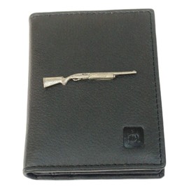 Auto Shotgun Bifold Card Holder Leather Black Wallet RFID Safe 14
